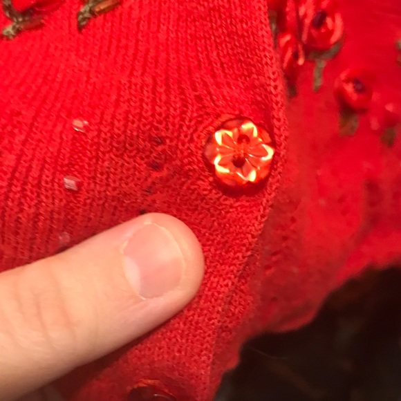 DressBarn Red Cropped Cardigan - Picture 6 of 8